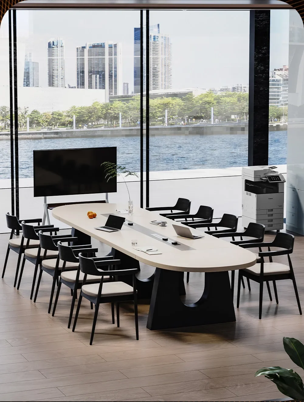 CX white oval conference table long table business negotiation training negotiation guest table and chair combination