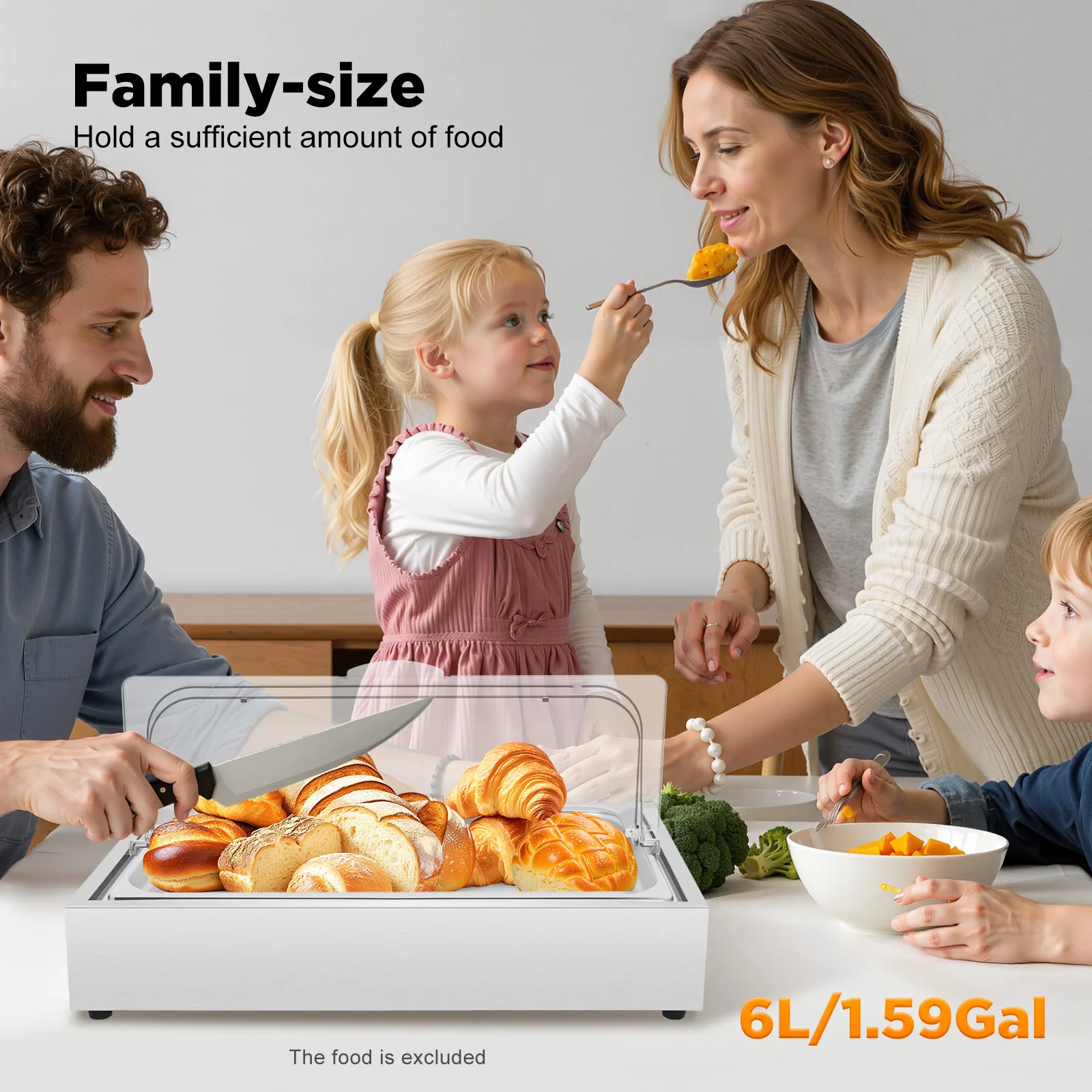 

Двухэтажный охлажденный поднос для еды, с многоразовым пакетом для ледяного геля, нержавеющая сталь емкостью 6 л, для шведского стола и суши, салата