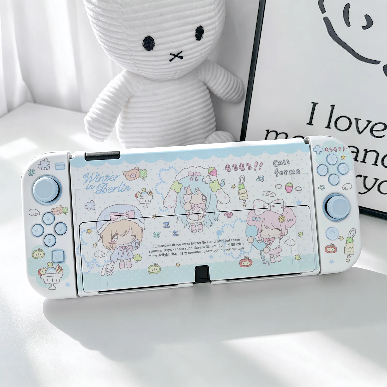Anime Girly Split Protective Case for Nintendo Switch 2 OLED NS Console Full-Coverage Drop-proof Joy-Con Controllers Cover Gift