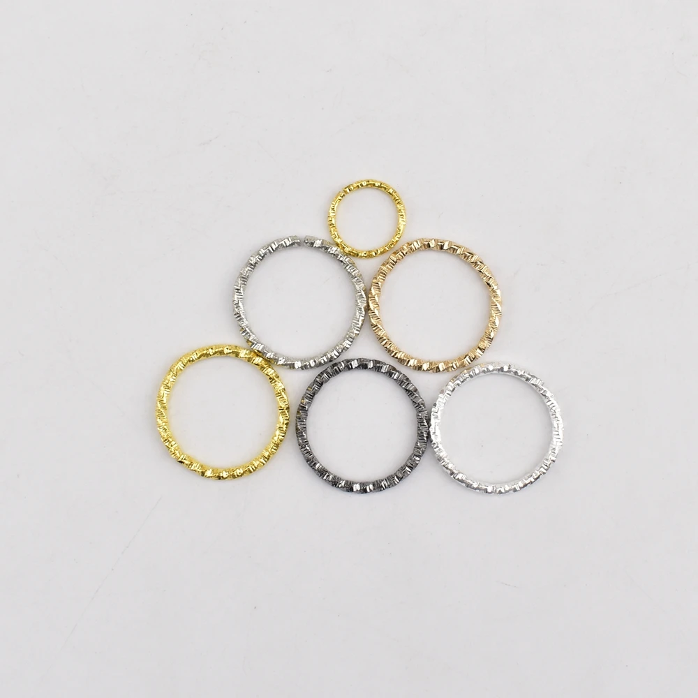 20-100pcs/lot【JS144】8-20mm Embossed jump ring single ring DIY handmade jewelry accessories