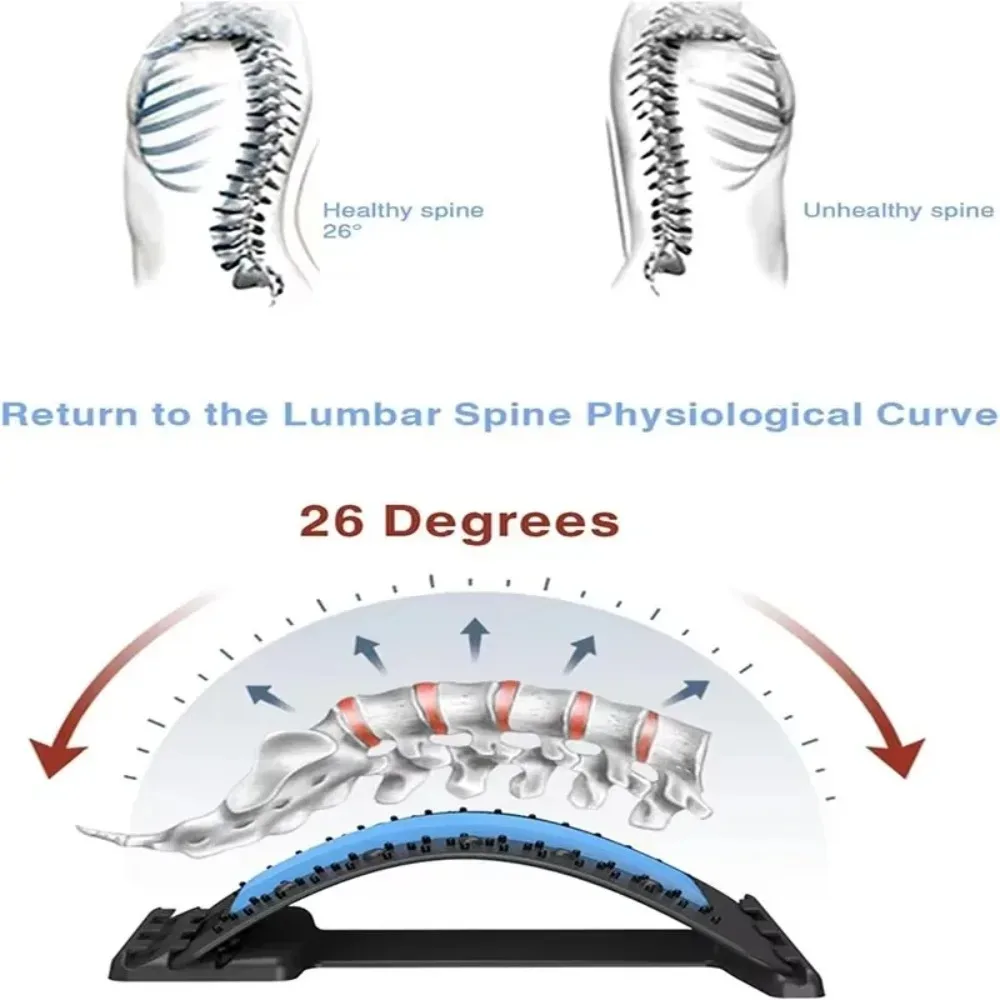 Lumbar Back Stretcher 4 Level Adjustable Support Board Corrector For Lower Back Pain Relief For Home Office Work Use - view 6