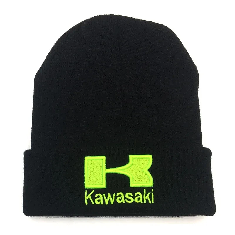 Kawasaki racing hat fashionable embroidered knitted hat men's and women's autumn and winter cold resistant hat outdoor warm hat