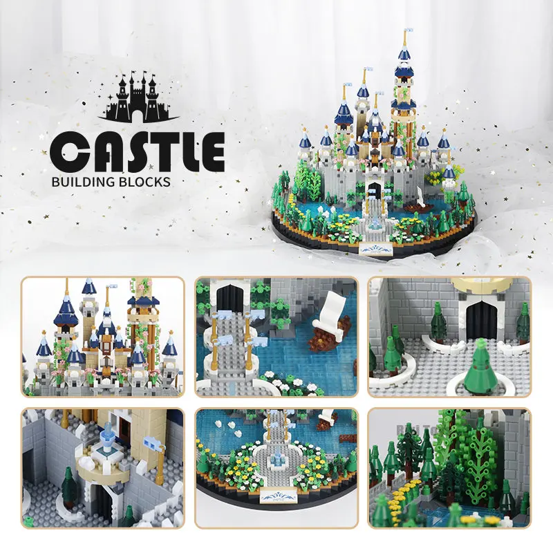 6180PCS Magic Castle Sakura House Building Blocks City Street Model With LED Lights Mini Bricks Toys Children's Christmas Gifts - view 3