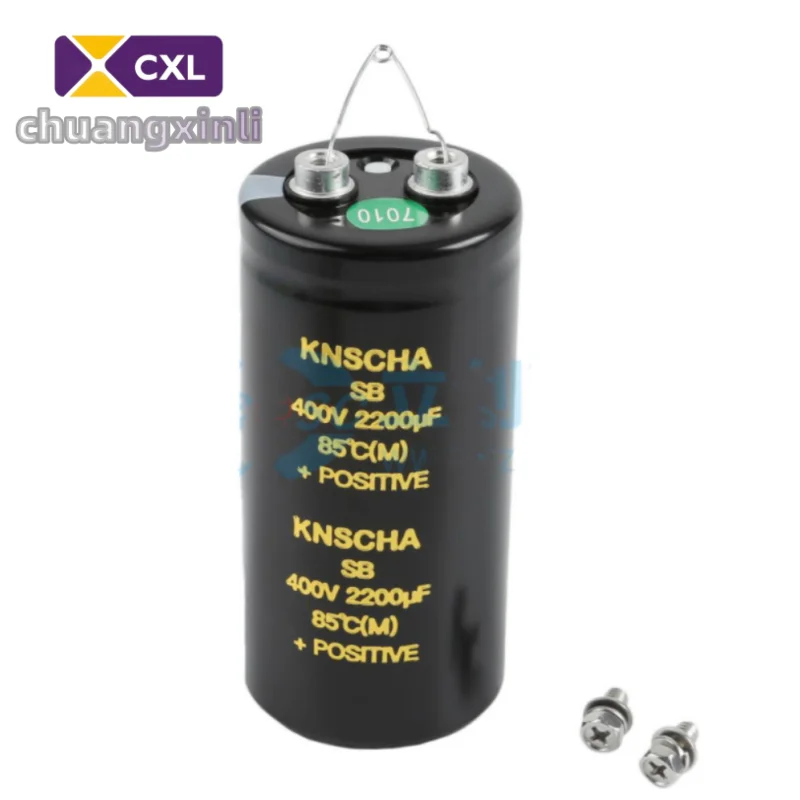 

1 PCS / LOT 184EC011 2200uF �� 20% 400V three-piece set Bolted type aluminum electrolytic capacitor diameter 51mm length 105mm