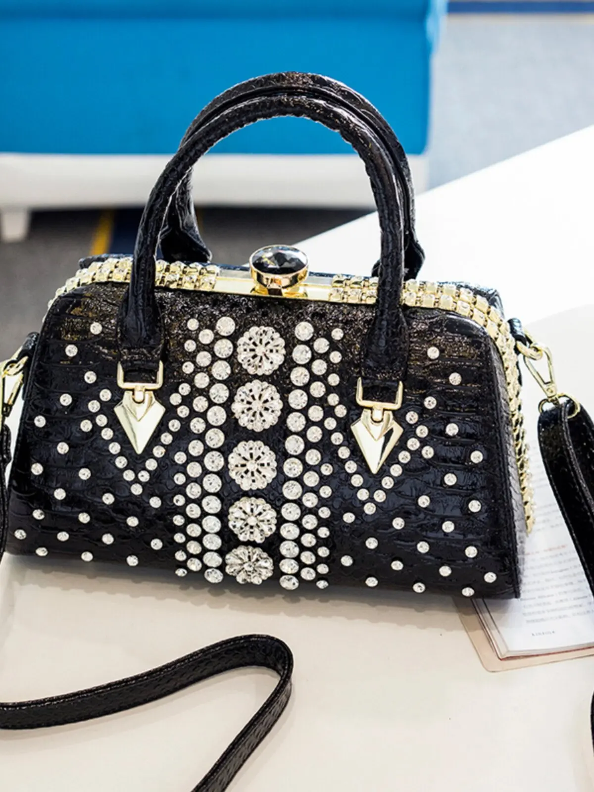 

Designer Brand Rhinestone Handbag Women Fashion with Diamond Handbag Lock Shoulder Crossbody Bags for Women