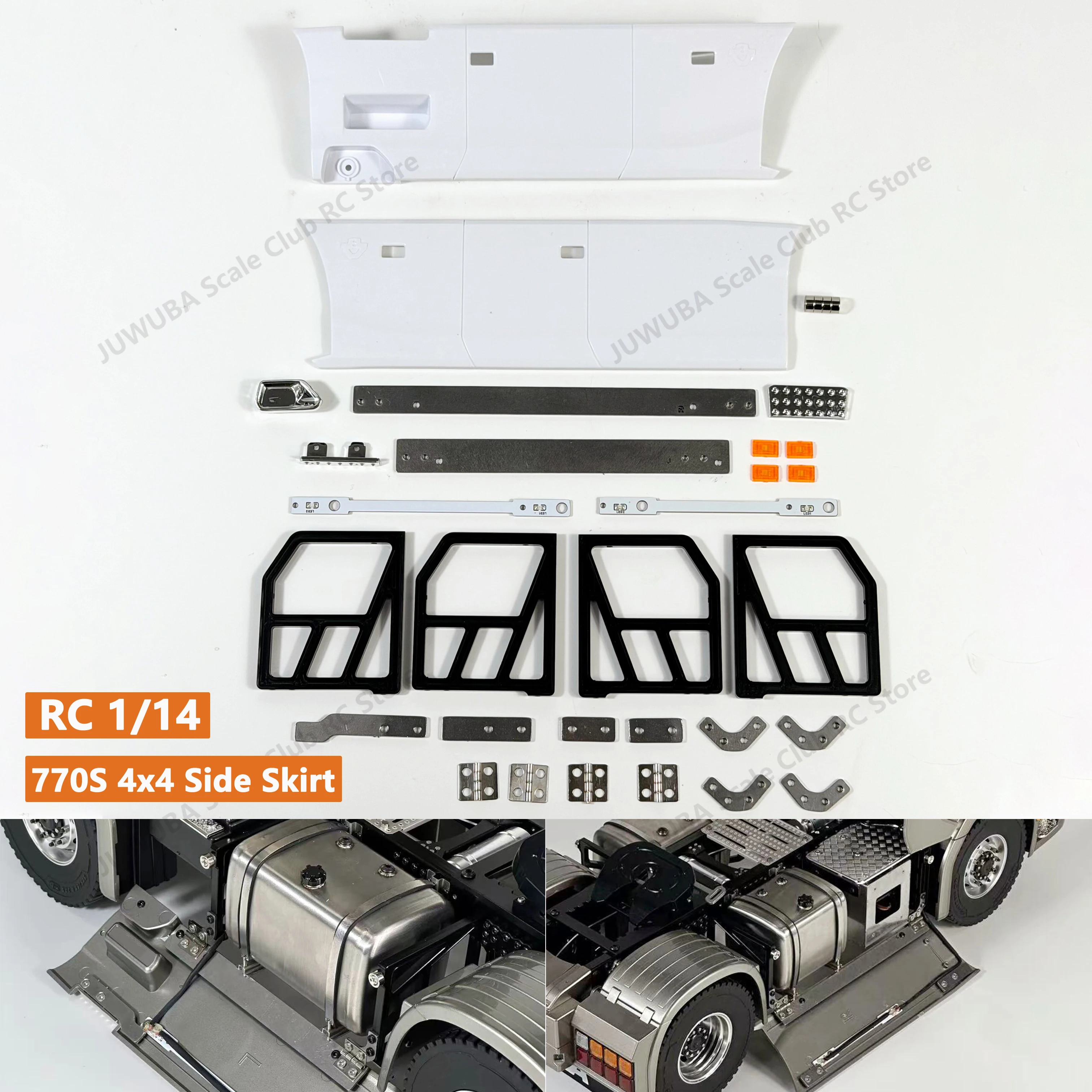 RC Truck 770S Side Skirt Lights Side Lamp Baffle KIT for 1/14 Tamiya RC Truck Tipper Scania 770S 4X4 Model Vehicle Parts Toys