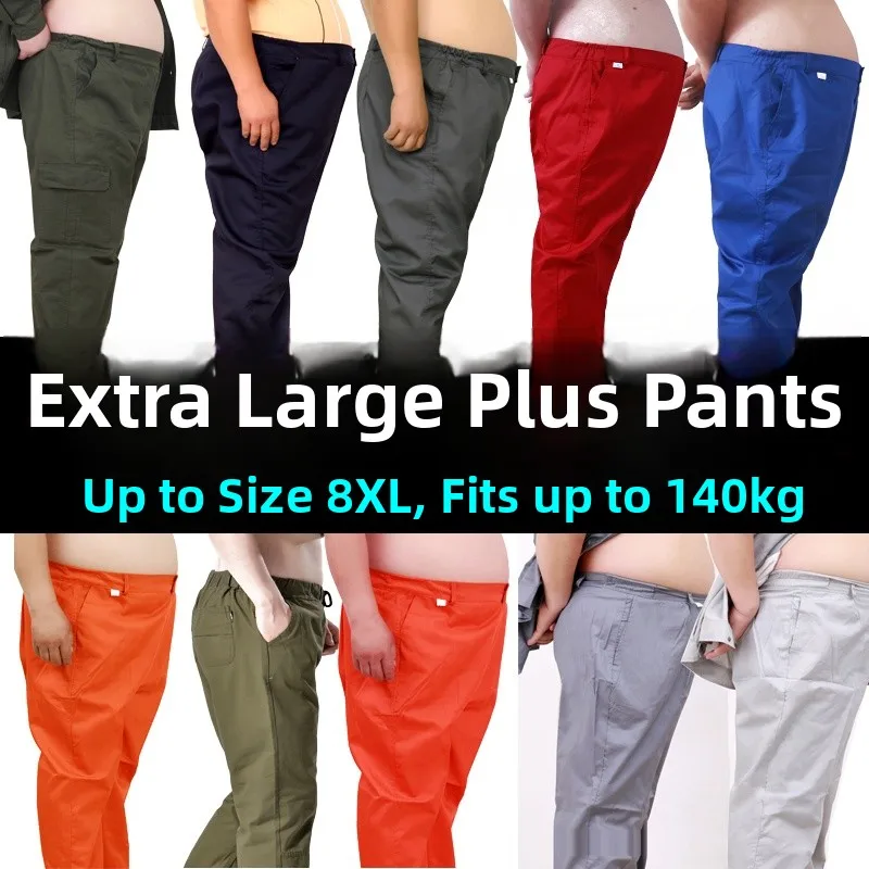 

plus Size Elastic Work Pants Men's Pure Cotton Workwear Loose Fit Spring Autumn Workwear Trousers Durable Labor Protection
