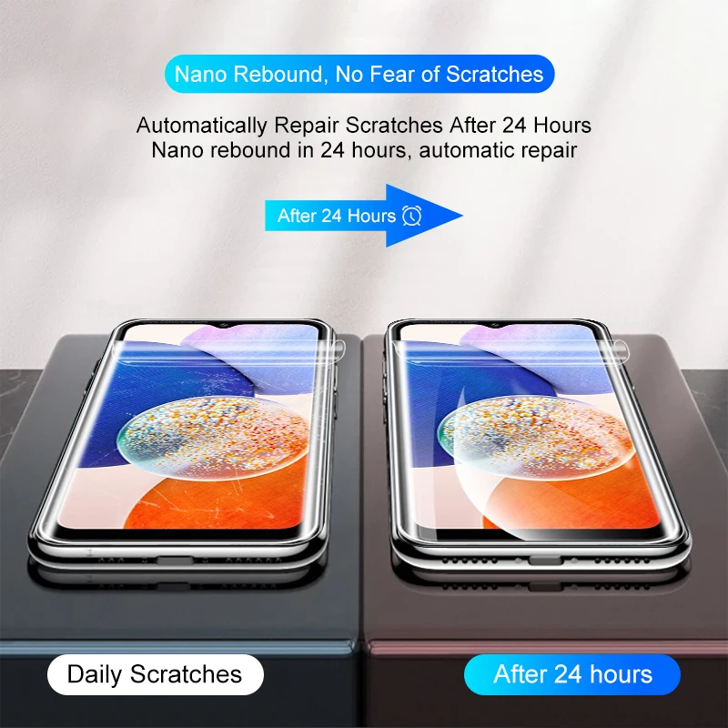 شاشة أمامية هيدروجيل فيلم 4in1 لهاتف سامسونج جالاكسي A14 5G واقي عدسة الكاميرا سامسونج A14 A 14 14A 6.6 بوصة زجاج غير مقسى