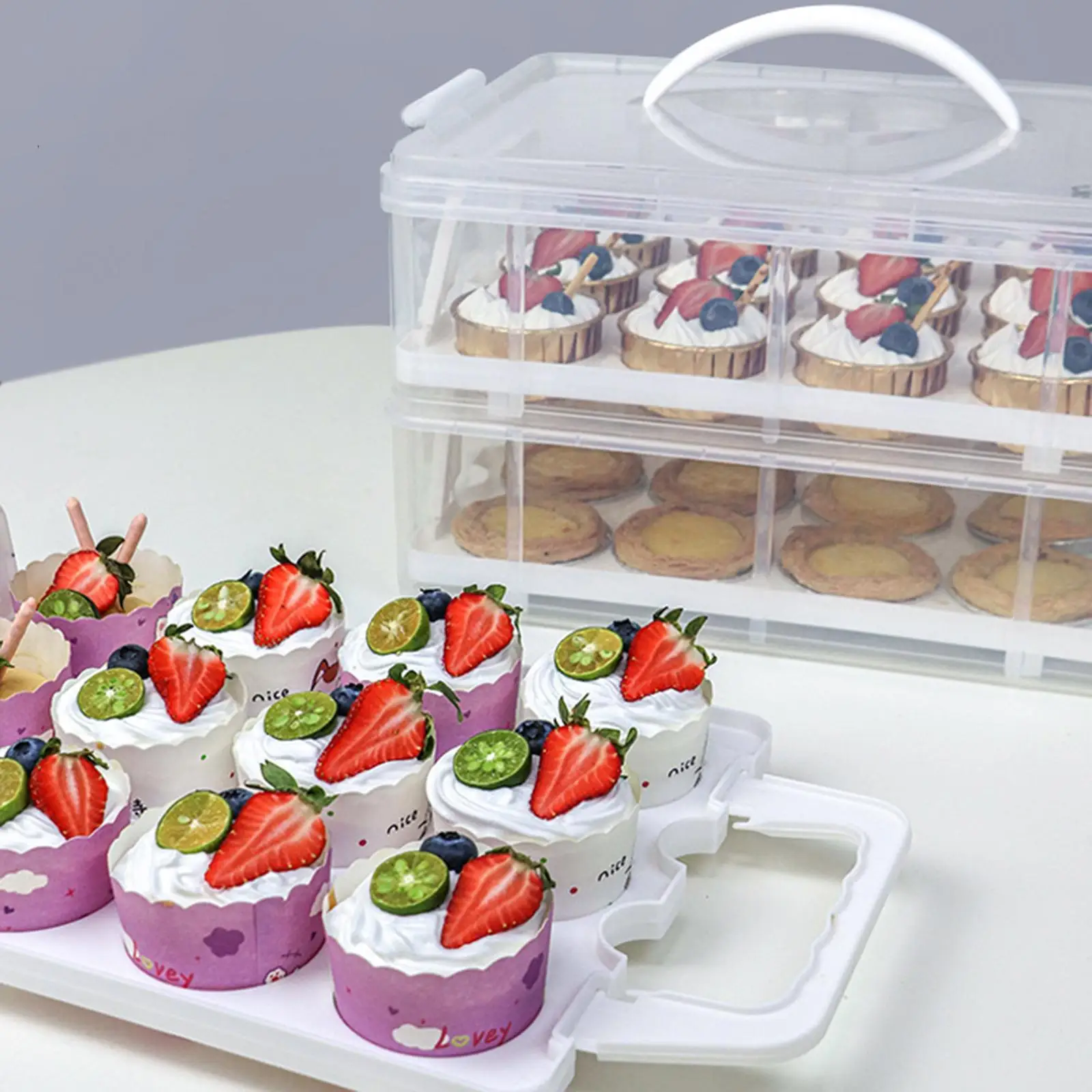 Large Capacity Cupcake Lid Holder Non-toxic And Impact-resistant PP Made Cupcake Holder Fruits