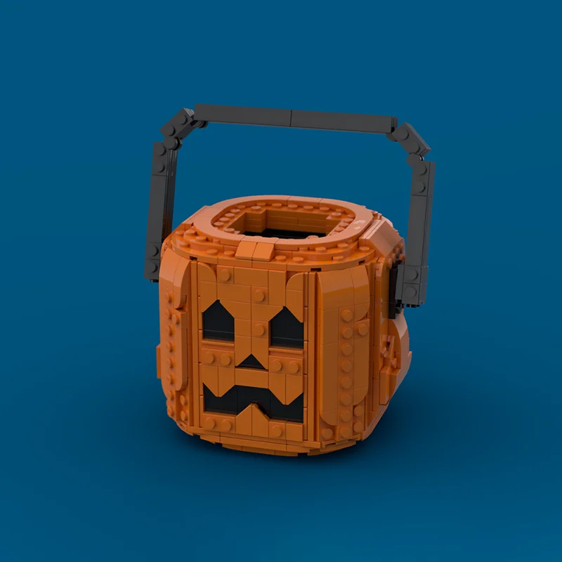 Moc blocos de construção halloween abóbora balde lápis titular tijolos modelo diy montagem brinquedo construção férias presentes sazonais