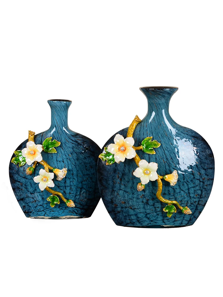 Enamel ceramic vase flower arrangement ornaments living room bedroom glazed ornaments