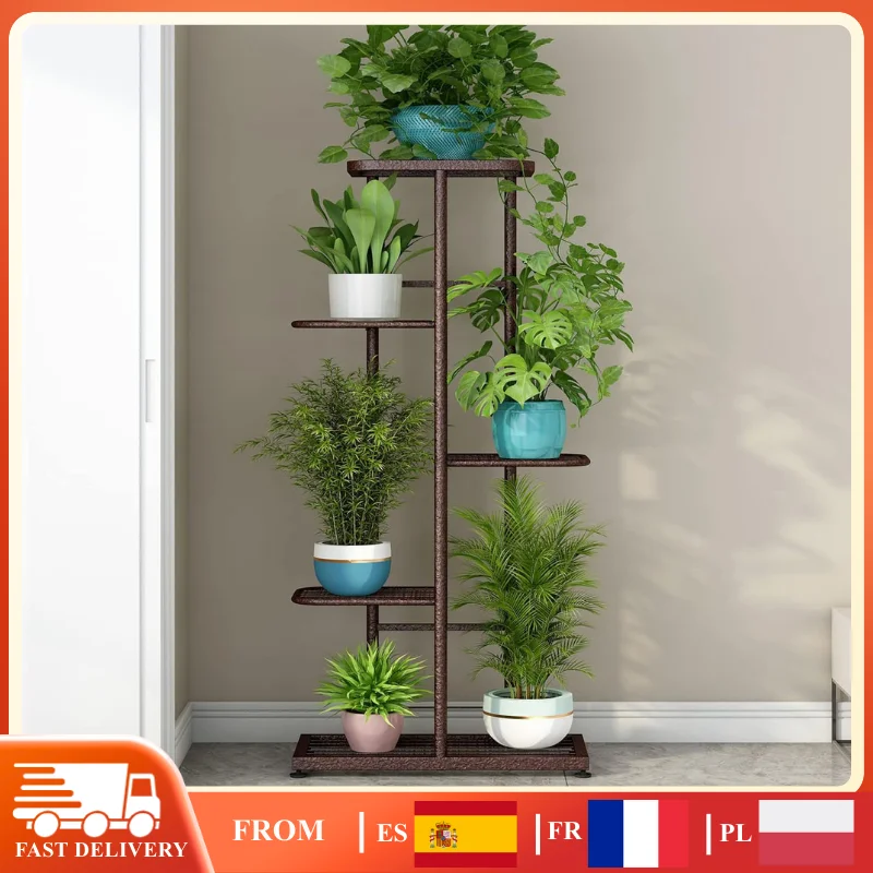 5 الطبقة حامل النبات حامل وعاء الزهور المعدني الرف 6 الأواني رف شاشة لحديقة شرفة غرفة المعيشة رفوف التخزين الزخرفية #1