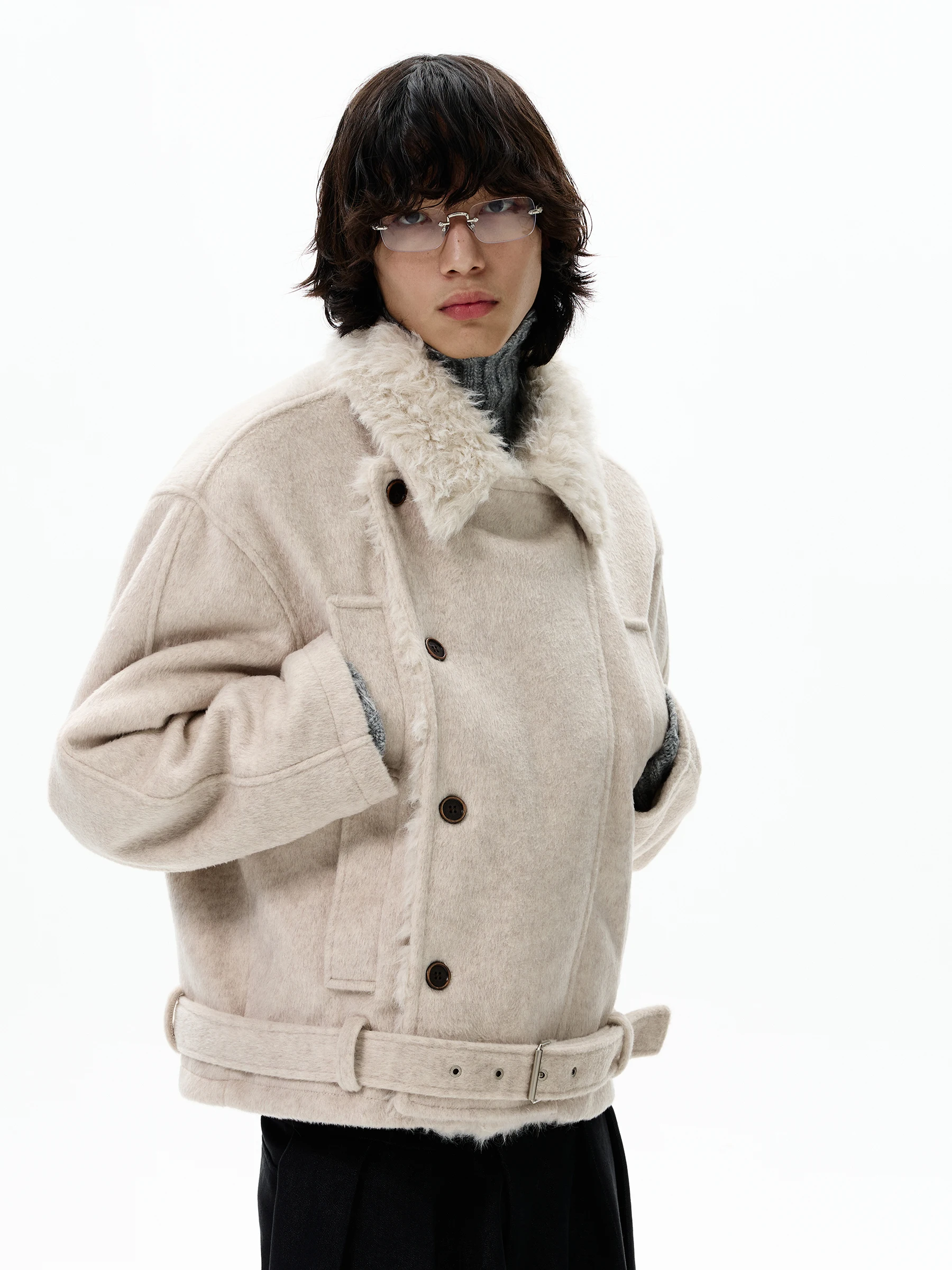 سترات شتوية جديدة للرجال لعام 2025 بلون واحد سترات رجالية عصرية أنيقة وفضفاضة وسميكة وأكمام طويلة معاطف مريحة ودافئة #3