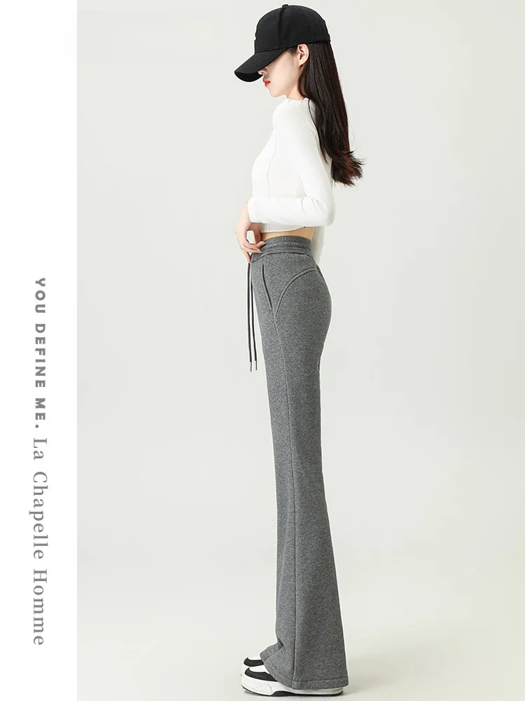 

High Waist Bell Bot Yoga Pants Women's Casual Fce Lined Slimming ey Comfortable Elastic Women's Faion Autumn Winter