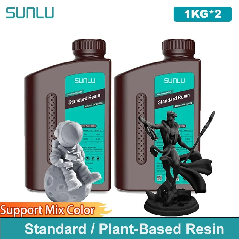 

SUNLU 2KG Standard/Plant-Based Resin 395-405nm UV Photopolymer Resin Fast Curing 3D Resin for LCD DLP SLA Resin 3D Printers