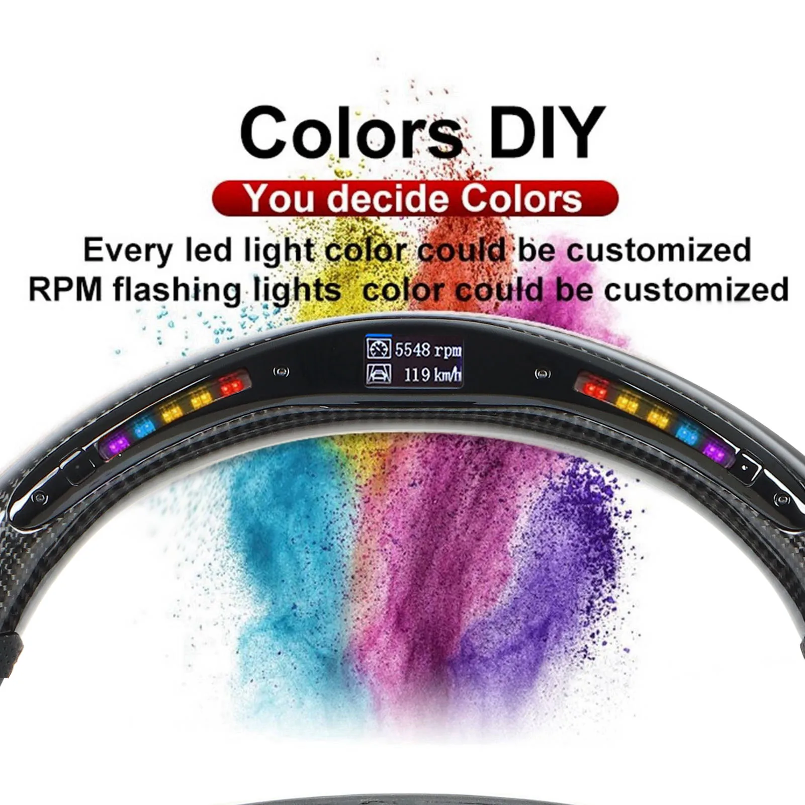 LED Shift Lights Koolstofvezel Stuurwiel Rode Stiksels Vervanging voor Toyota FJ Cruiser 2007-2017 LED Stuurwiel