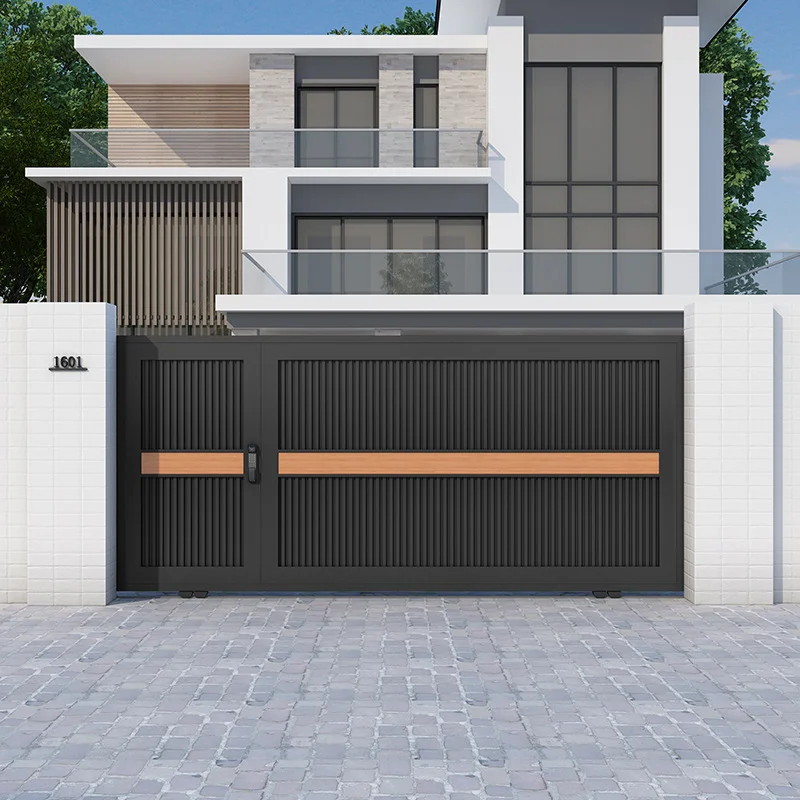 

Modern Retractable Aluminum Automatic Hurricane Resistant Durable Eco-Friendly Zinc Plated Powder Coated Front Yard Gate