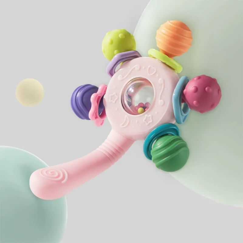 Jouet apaisant pour enfants, cloche à manivelle, colle à dents, peut mordre les dents, poignée de meulage, entraînement, bâton à manivelle