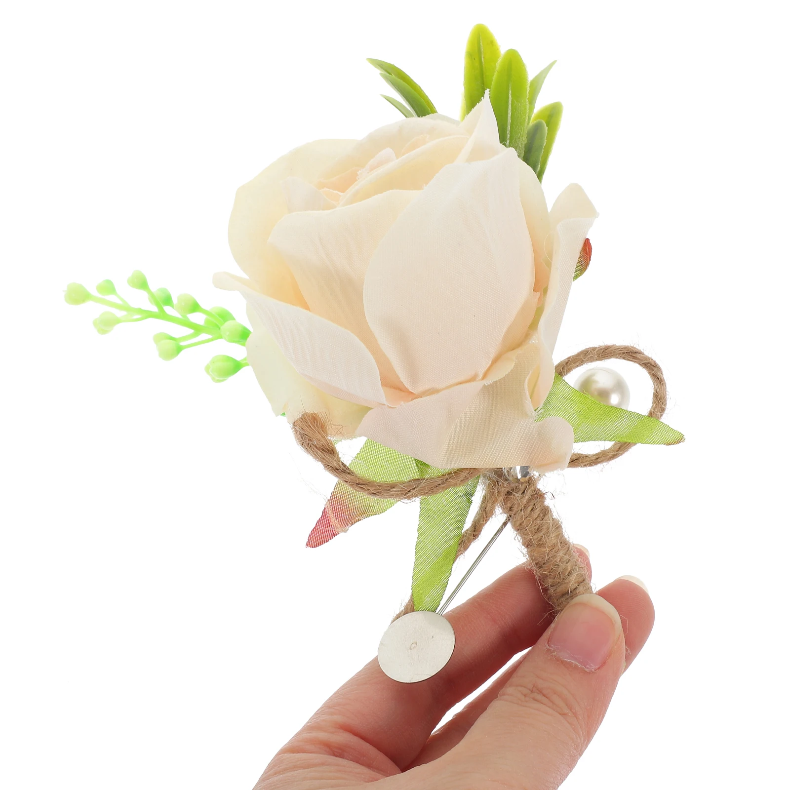 

4pcs Bride Groom Artificial Flower Corsage Fake Boutonniere Wedding Decoration Simulated Flower Clothing Accessory Groom Suit