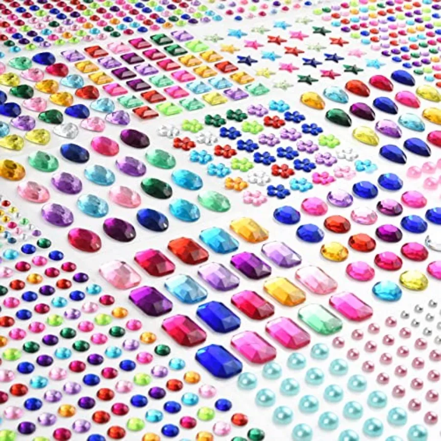 

202pcs Gems Stickers, Self Adhesive Gems for Crafts Bling Rhinestones for Crafts, Assorted Shapes Jewels Rhinestones Stickers,