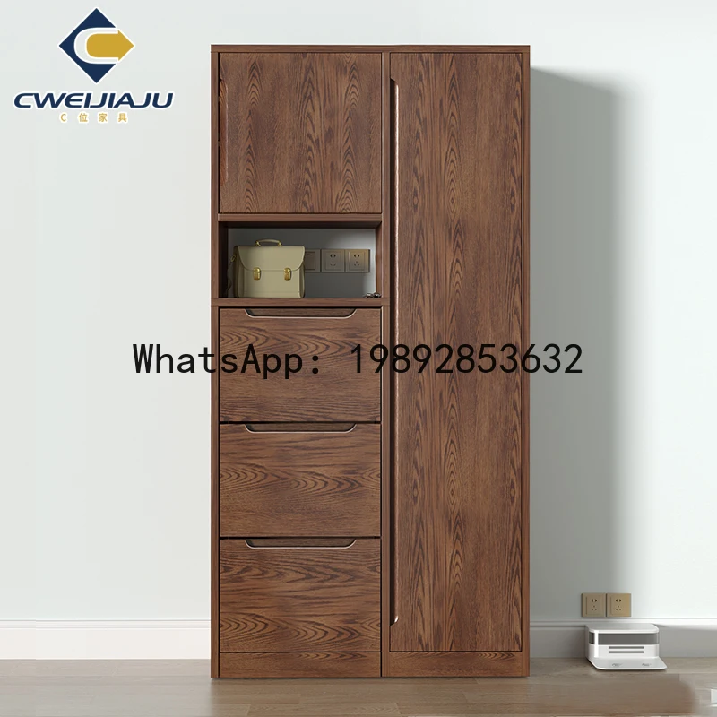 XL Solid Wood Entryway Cabinet Shoe Cabinet Integrated Living Room Entryway Partition Home Doorway Large Capacity Storage