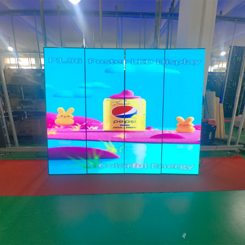 P1.86 HD Smart Indoor Advertising LED Poster Display Screen Full-Color 640*1920mm for Video Media Elevator Use
