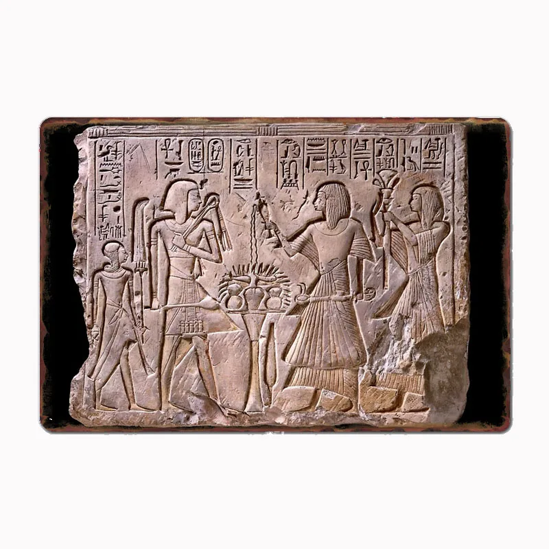 Ancient Wisdom: Seti I and Prince Rameses Metal Poster Sign Club Mural Wall Art Plaque Tin Sign Room Decoration Home Decor