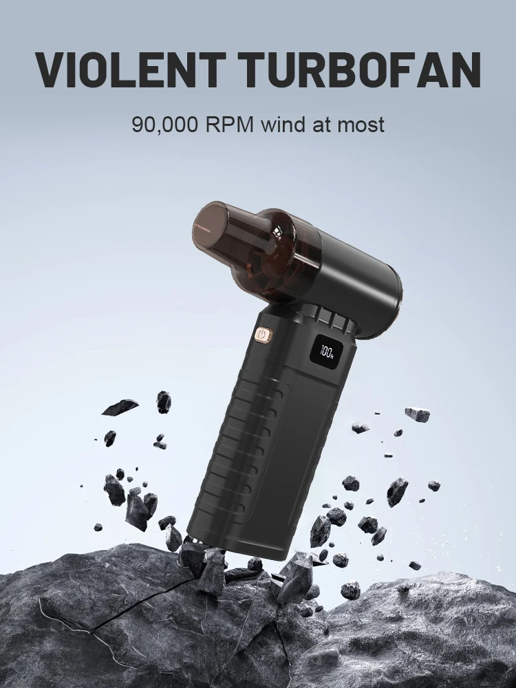 Mini Turbo Jet Fan 90000RPM Wind Speed 52m/s Brushless Motor Handheld Duct Fan High-Performance Cyclone Turbo Electric Blower