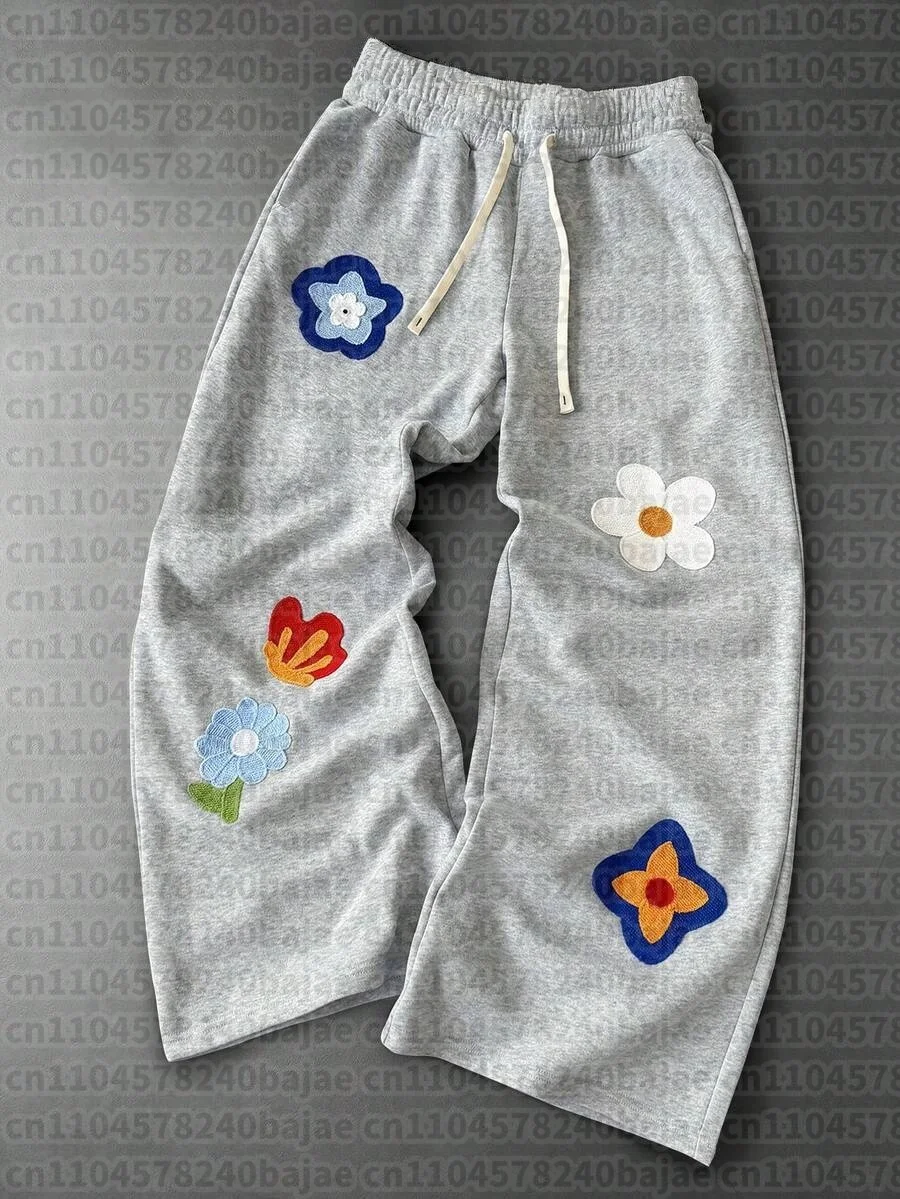 2026 Herren & Kinder Weiche Loose-Fit-Hose Grau-Weiß mit Bubble-Buchstaben-Print, Kordelzugbund, Atmungsaktive Freizeit-Streetwear-Hose – Detail 5