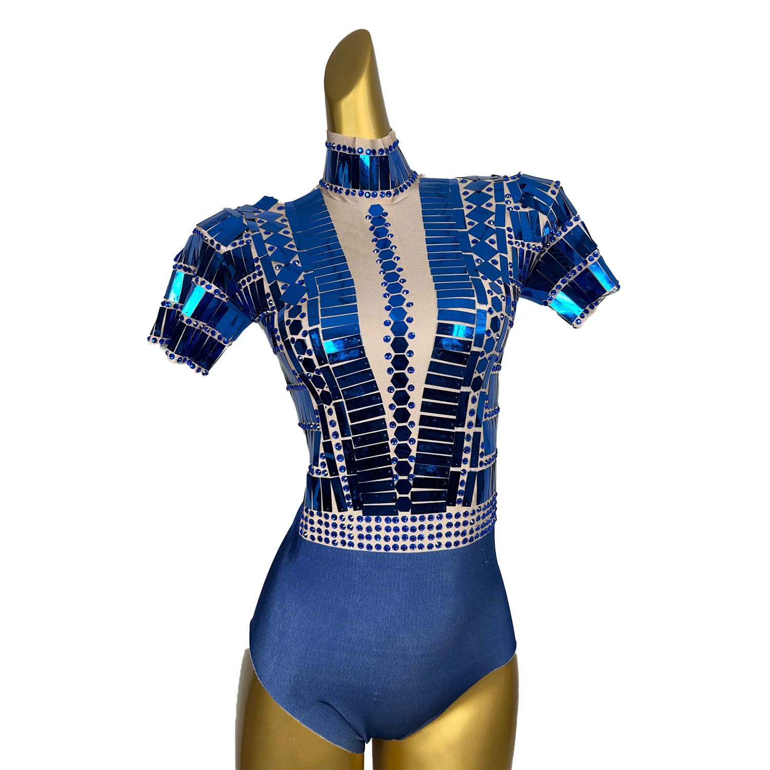 Shiny Blue Sequins Dancer Stage Dress Set Party Celebritv Women Nightclub Dress Showgirl Performance Costumes Lianghuanghuang