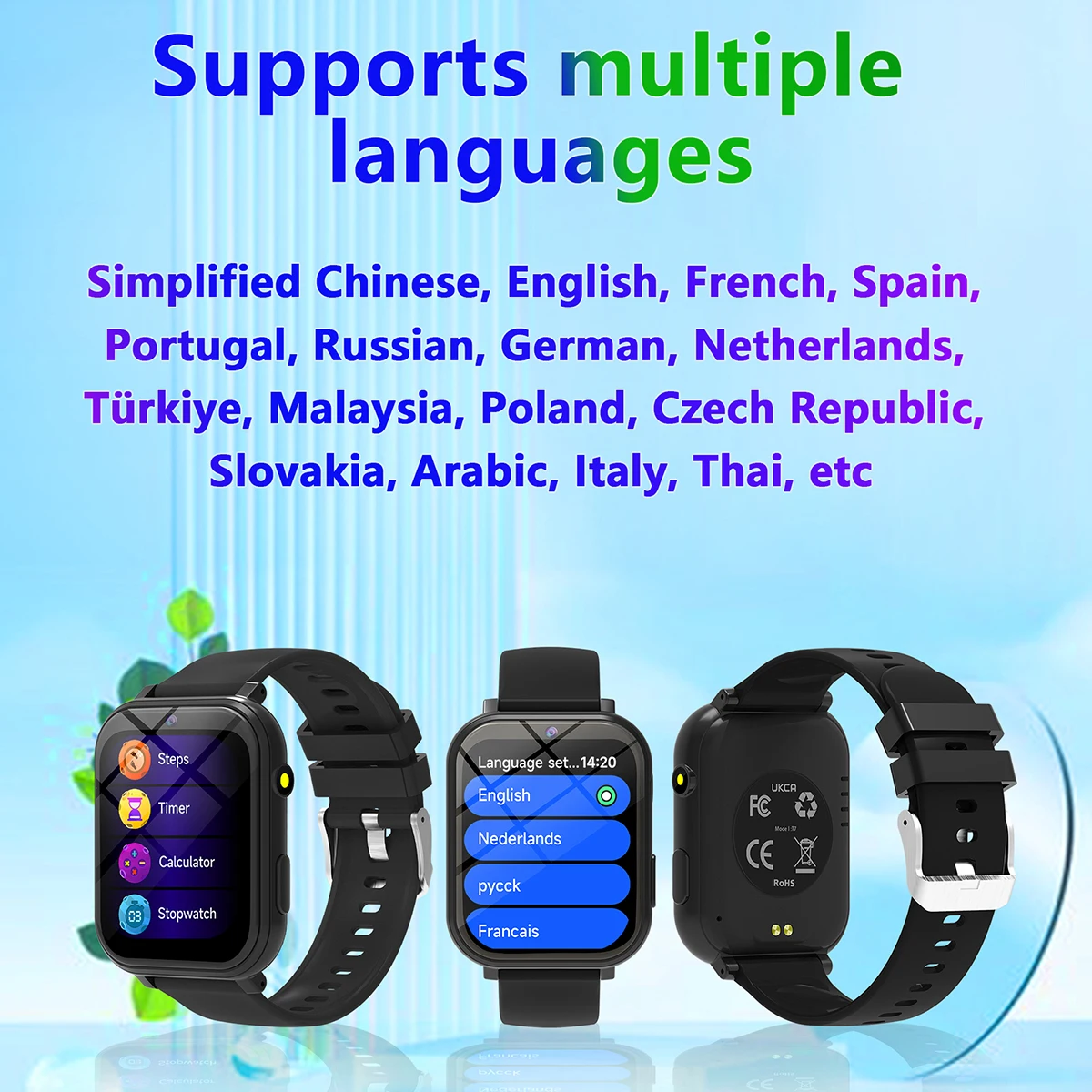 ألعاب Smartwatch الجديدة للأطفال HD كاميرا أمامية مراقبة النوم مصباح يدوي إلكترونيات شاشة تعمل باللمس إنذار آلة حاسبة هدية للأولاد والبنات