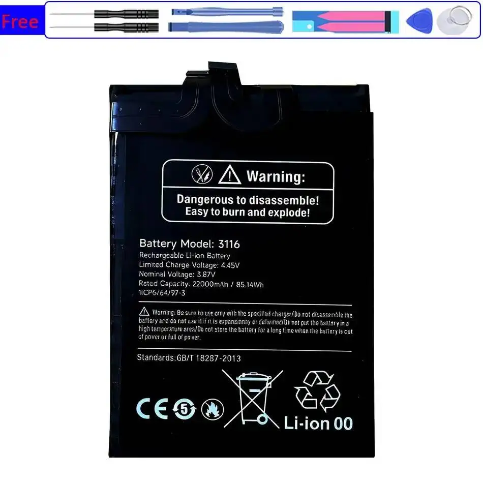 

Аккумулятор мобильного телефона высокой емкости 22000 мАч для Ulefone Armor 24 3116, надежное питание