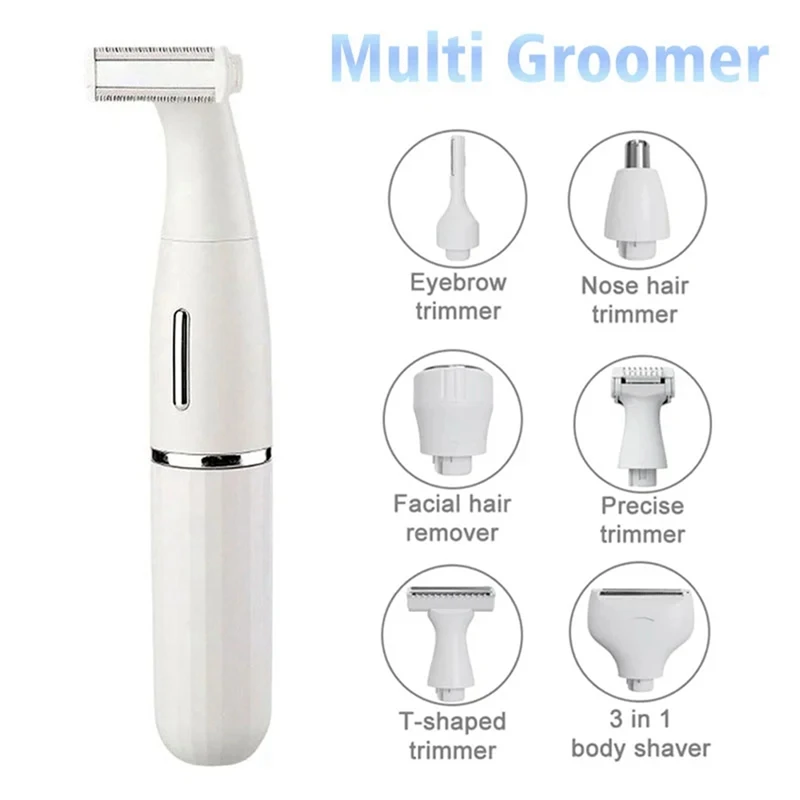 6 In 1 Intimate Area Precision Shaver, Bikini Line, Sensitive Shaving Balls, Pubic Hair Shaver Face Nose Beard Trimmer Durable