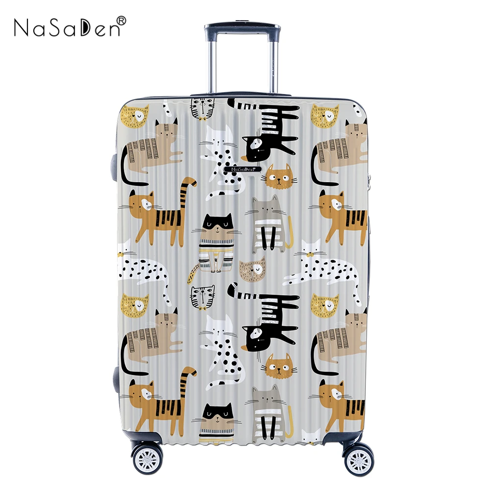 

NaSaDen Suitcase[ Stripe Cat] Designer Collaboration Printed Suitcase 22" Carry on/ 26" Checked/ 30" Checked Zipper Luggage