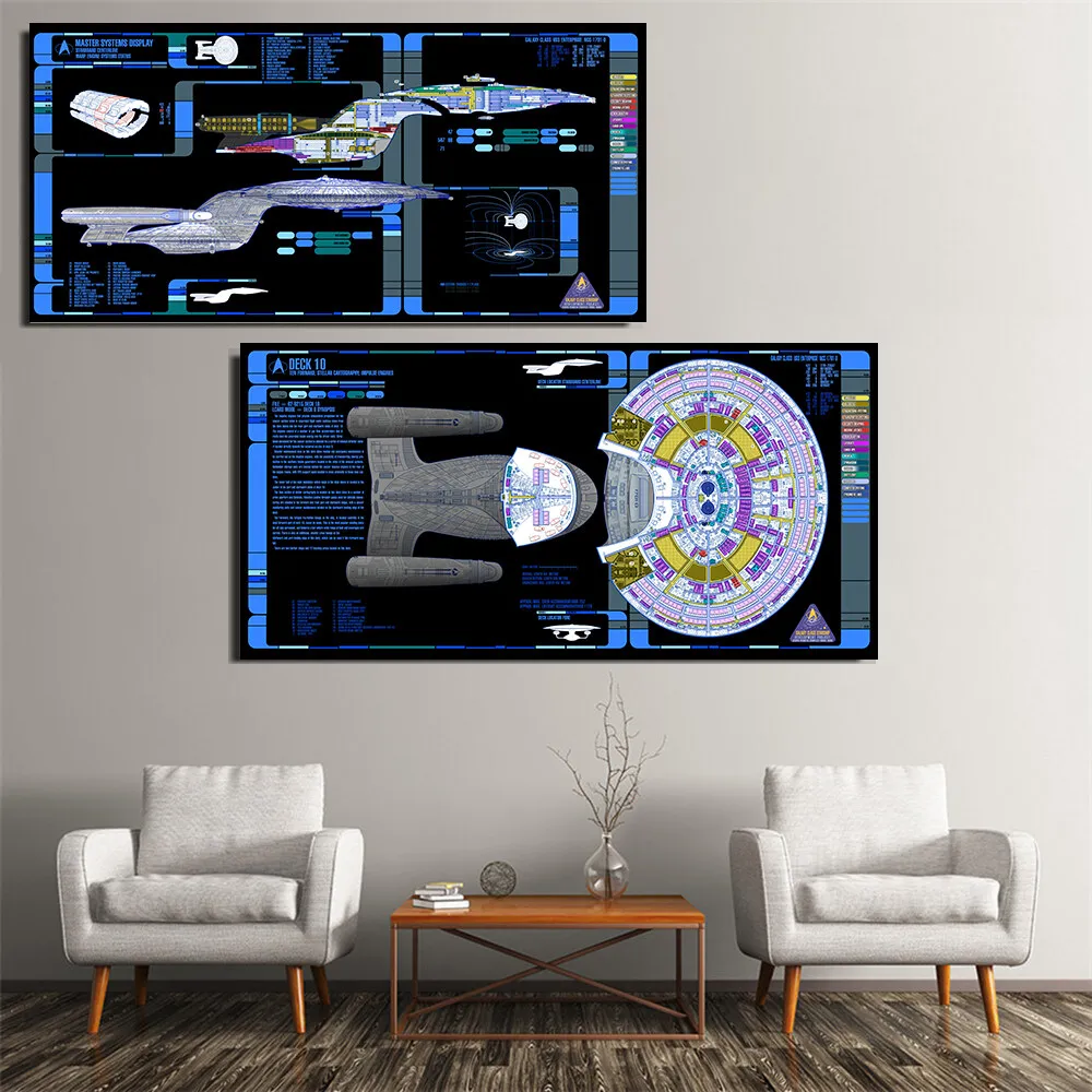 Póster de lienzo de arte moderno Star Trek USS Enterprise NCCD Star Fleet nave espacial patente Ideal decoración de pared para dormitorio sala de estar Cor