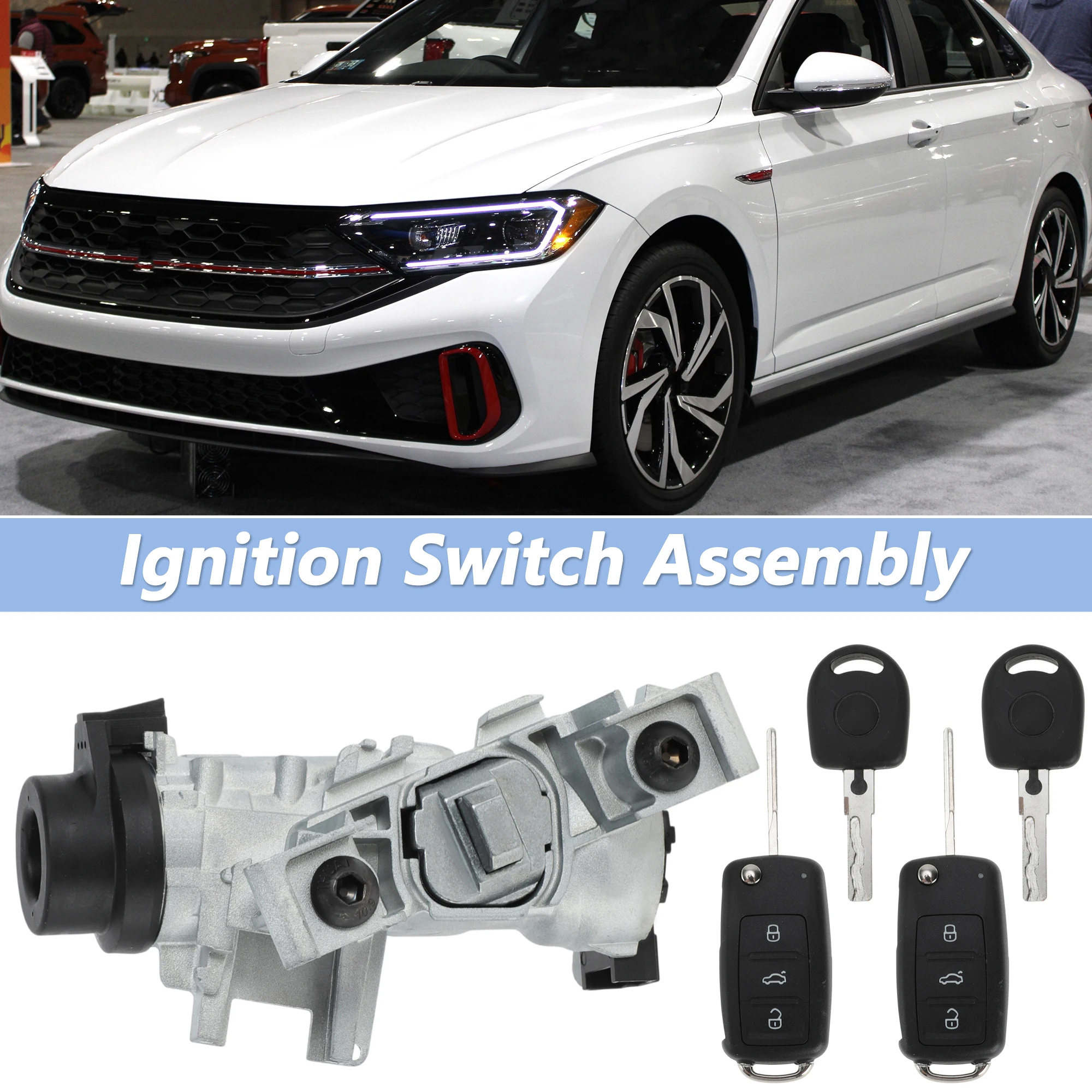 

UXCELL No.1K0905851B Цилиндр замка зажигания для VW Golf 2004-2011 с корпусом дистанционного ключа