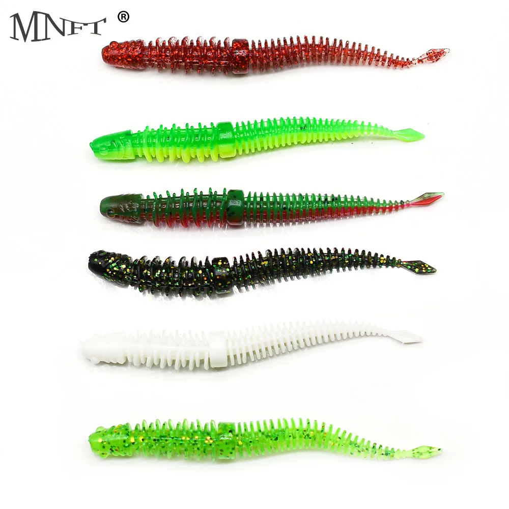 MNFT 12Pcs Soft Baits Swim Counter Thread Fake Bait Adding Fishy Smell Needle Tailed Soft Insect Light Dance Insect Fish Bait