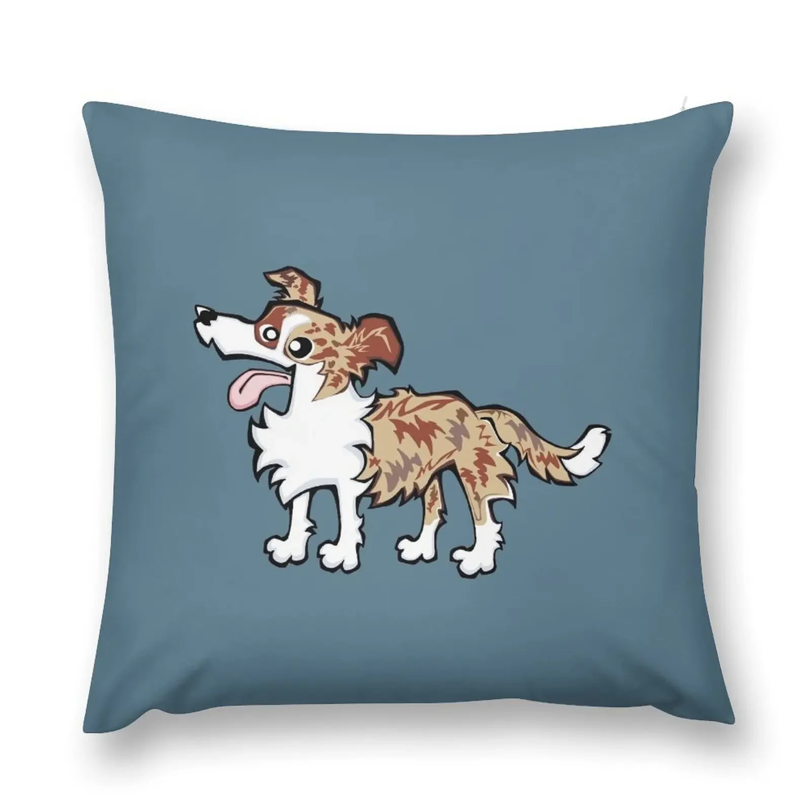 Border Collie - Red Merle (Full Body) BLUE BG Throw Pillow Pillow Decor Throw Pillow