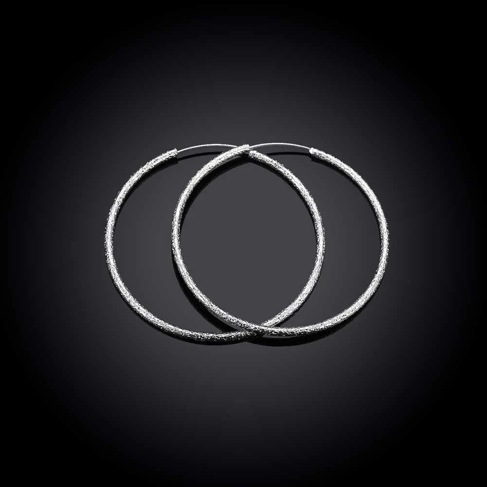 925 Sterling Earring Perak fashion desigan hoop 50MM lingkaran bulat besar indah kualitas tinggi untuk wanita pesta perhiasan