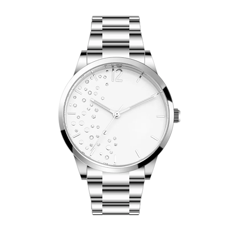 Man-made Diamonds On Watch Dial White Color Charm Ladies Fashion Watches