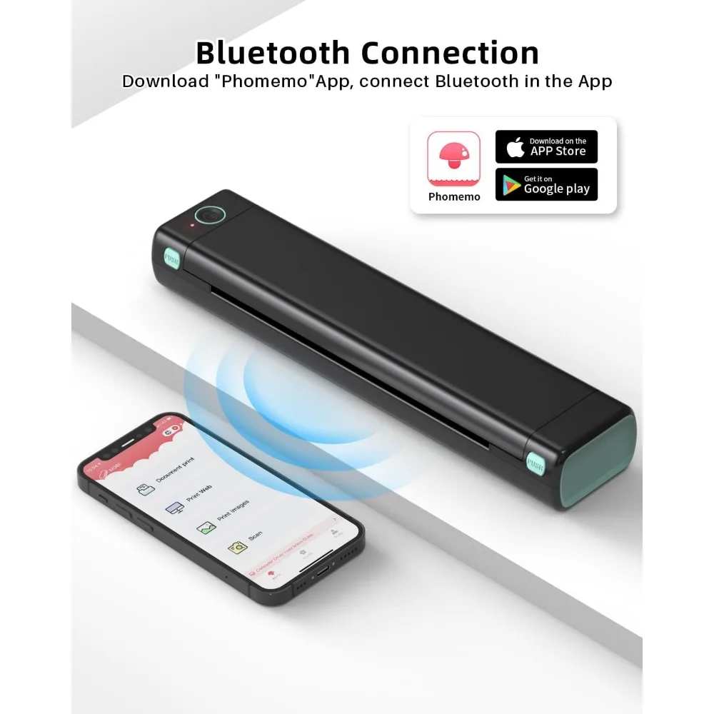 M08F Portable Printers Wireless for Travel, Support 8.5" X 11" US Letter,Bluetooth Thermal Printer Compatible with iOS