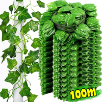 100/2m Outdoor Artificial Plants Ivy Leaf Garland Fake Leaves Hanging Vines Rattan Creeper Garden Greenery Wreath Party Decor