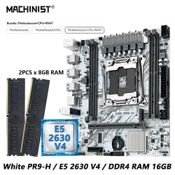 MACHINIST White X99 PR9-H Motherboard combo Intel Xeon E5 2630 V4 LGA 2011-3 CPU DDR4 16GB RAM NVME M.2 Optional kit set