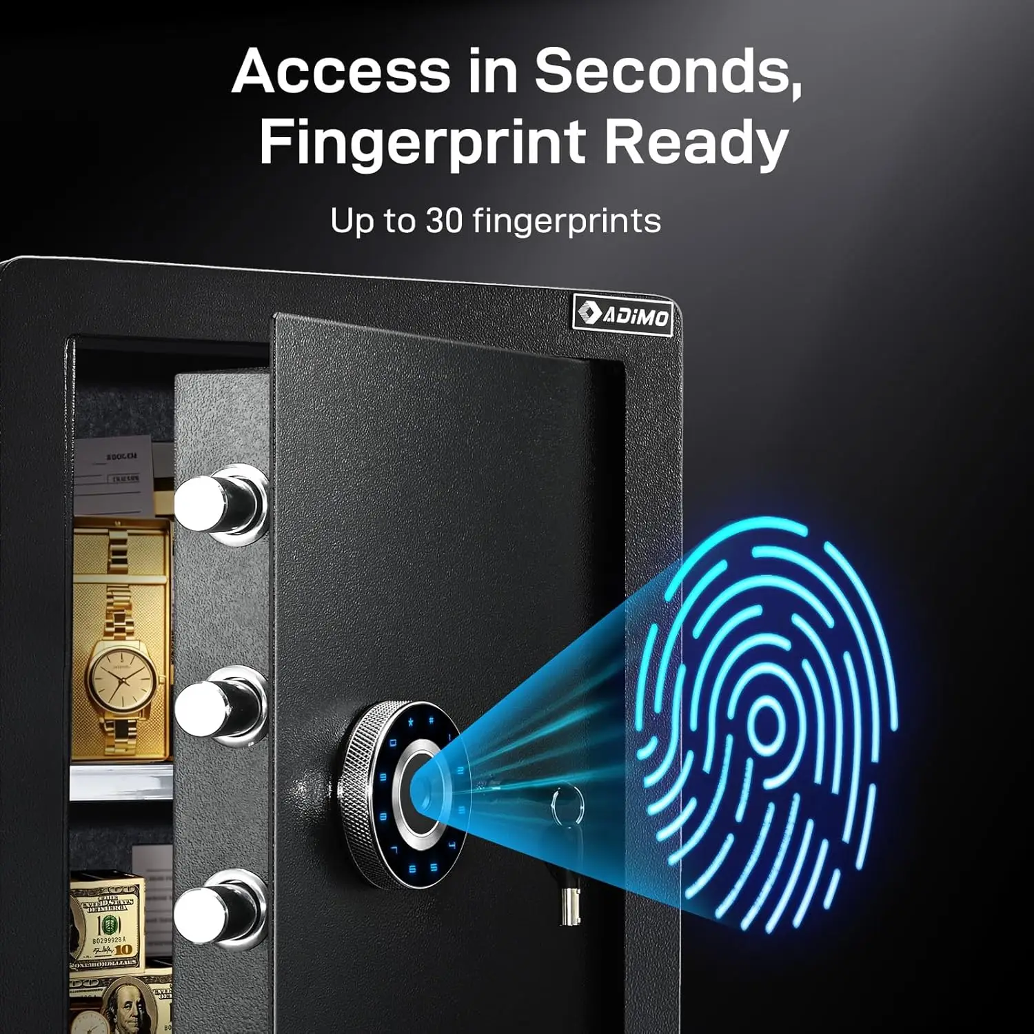 Biometric Fireproof Safe 2.8 Cuft, Large Heavy-Duty Security Safe Box with Fingerprint & Password Access, Alarm System, Removabl