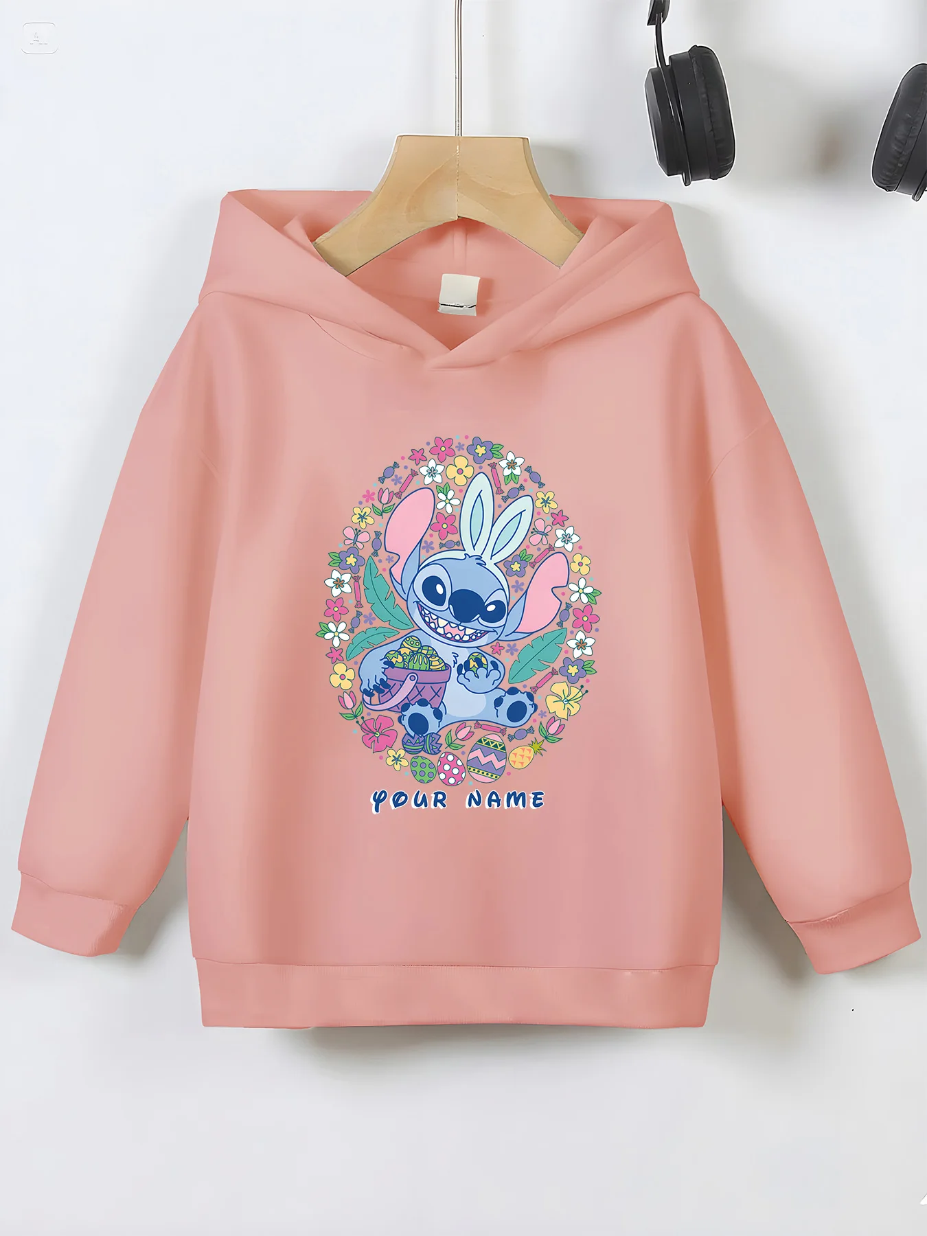 سترة بغطاء للرأس من MINISO Easter Egg Stitch - غرزة بيض الزهور، مثالية لنزهات الربيع وحفلات العطلات، قابلة للتخصيص باسمك