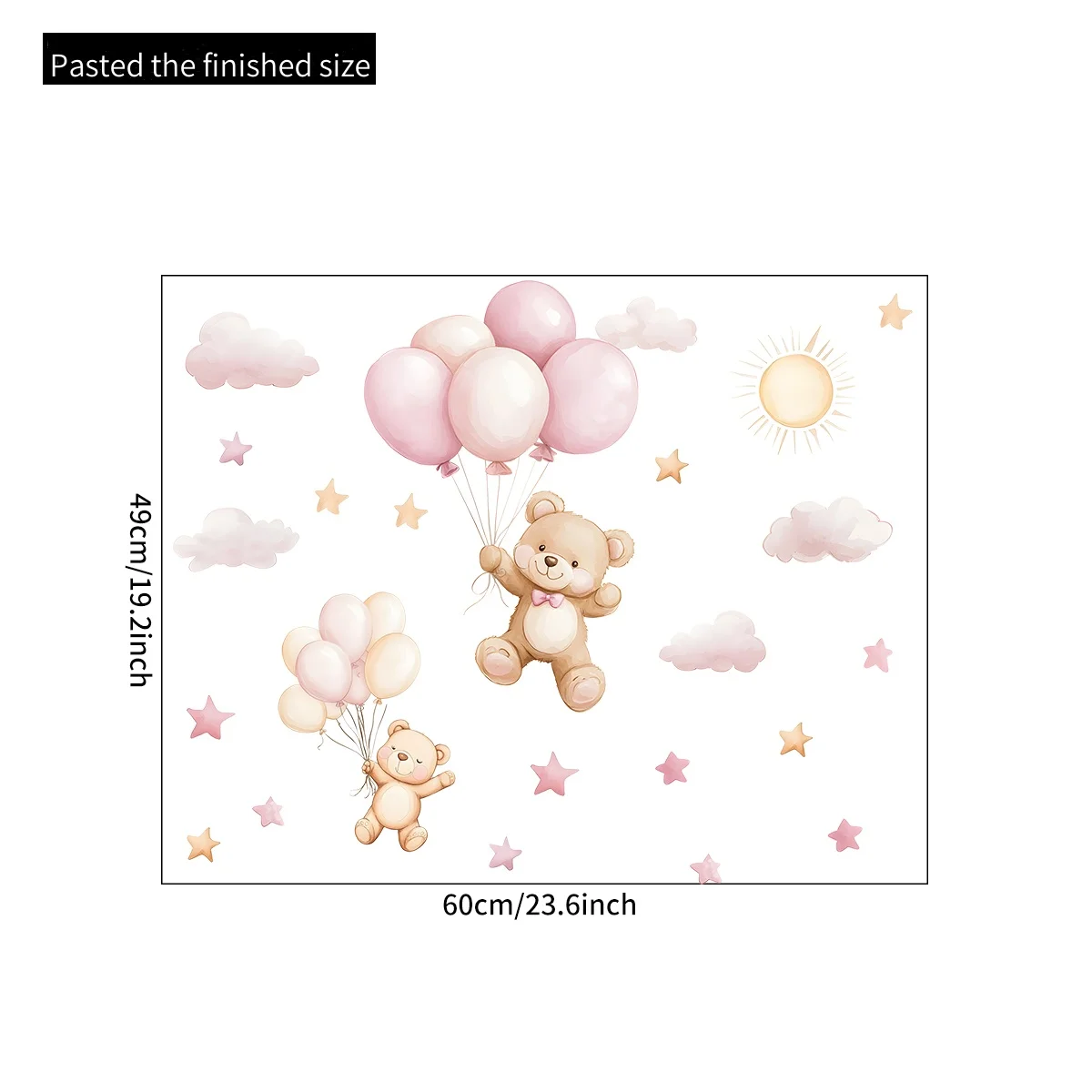 1PC Little Bear Cloud Star Balloon Pattern Stickers Room Bedroom Home Wall Beautification Decoration Stickers - view 4
