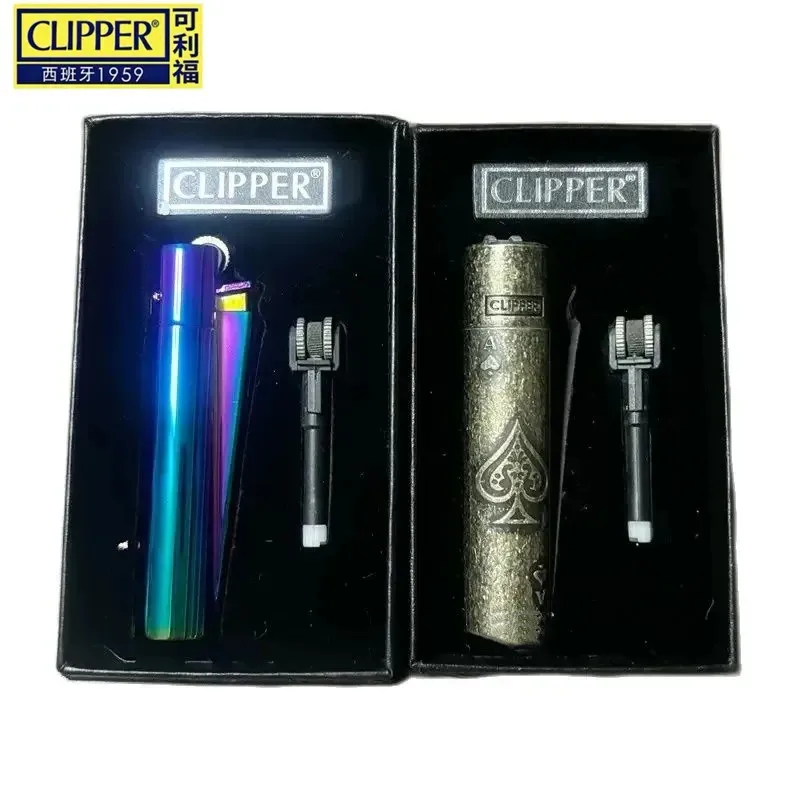 CLIPPER Grinding Wheel Metal Outdoor Windproof Butane Gas Lighter Refillable Gas Adjustable Flame Size Lighter Tool Men\'s Gift