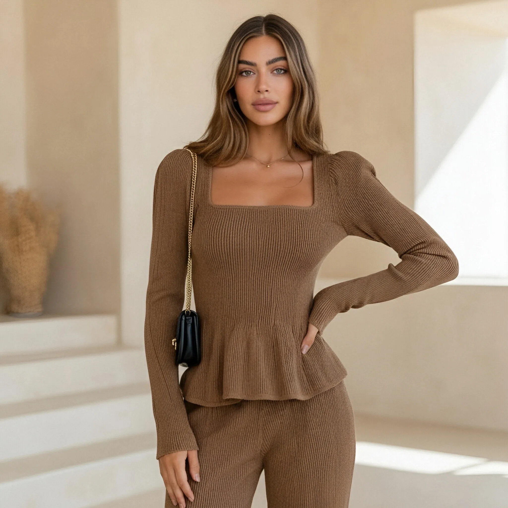 Long Sleeve Casual T-Shirt Straight Sleeve Spring Dress Autumn Chic Style Women's Top Fashionable Comfortable Fit