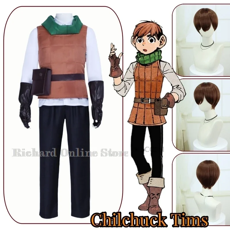 Chilchuck Tims Anime Caricature Delicious in Dungeon Cosplay Costume Clothes Wig Uniform Cosplay Chilchuck Tims Halloween Party