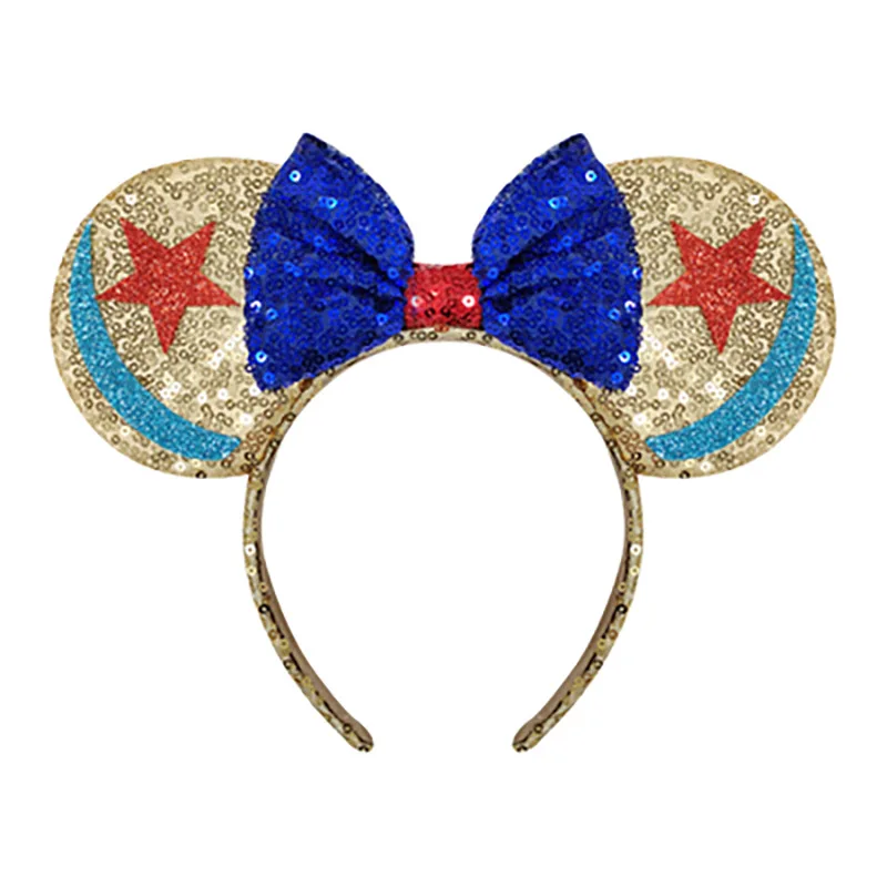 Mickey Mouse Ears Hairband For Girls Kids Sequin Dot Bows Cute Princess Toy Birthday Halloween Party Cosplay Hair Accessories